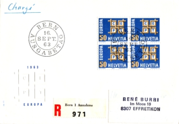 CH FDC 0781 (Viererblock) 1963 09 001 ●